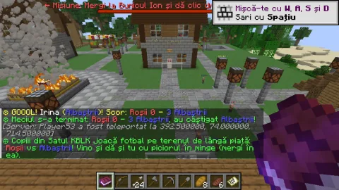 Meciul copiilor satului, cu scorul afișat în chat